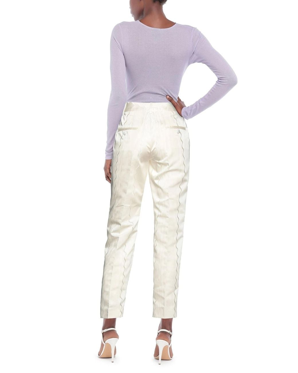 Dolce & Gabbana White Minimalist Solid Color Satin Pants