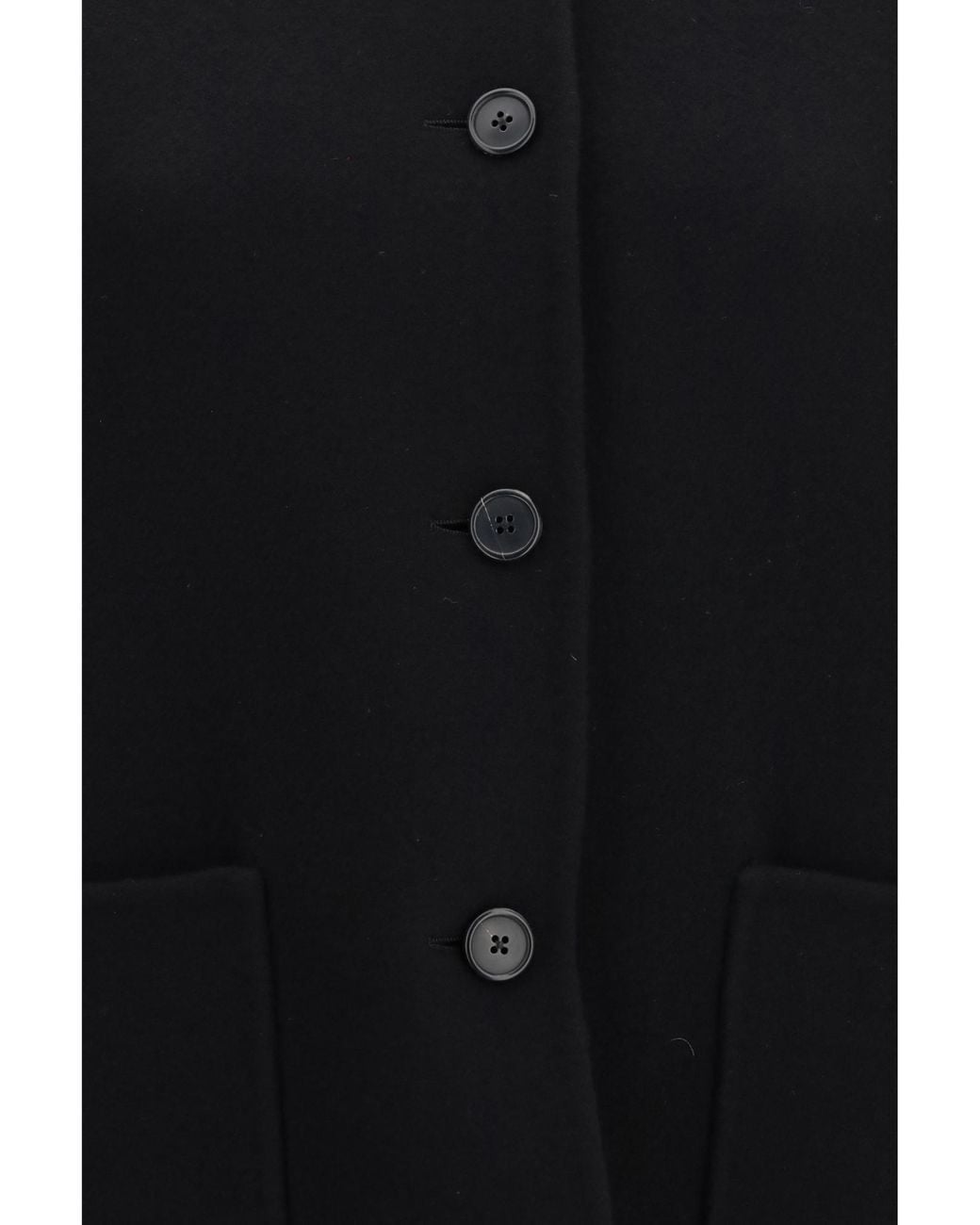 The Row Black Collarless Button-Up Coat