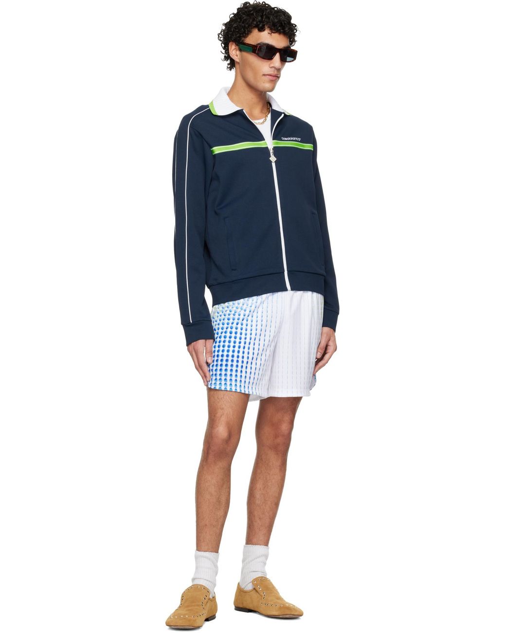 Casablanca Blue Geometric Print Technical Shorts for men