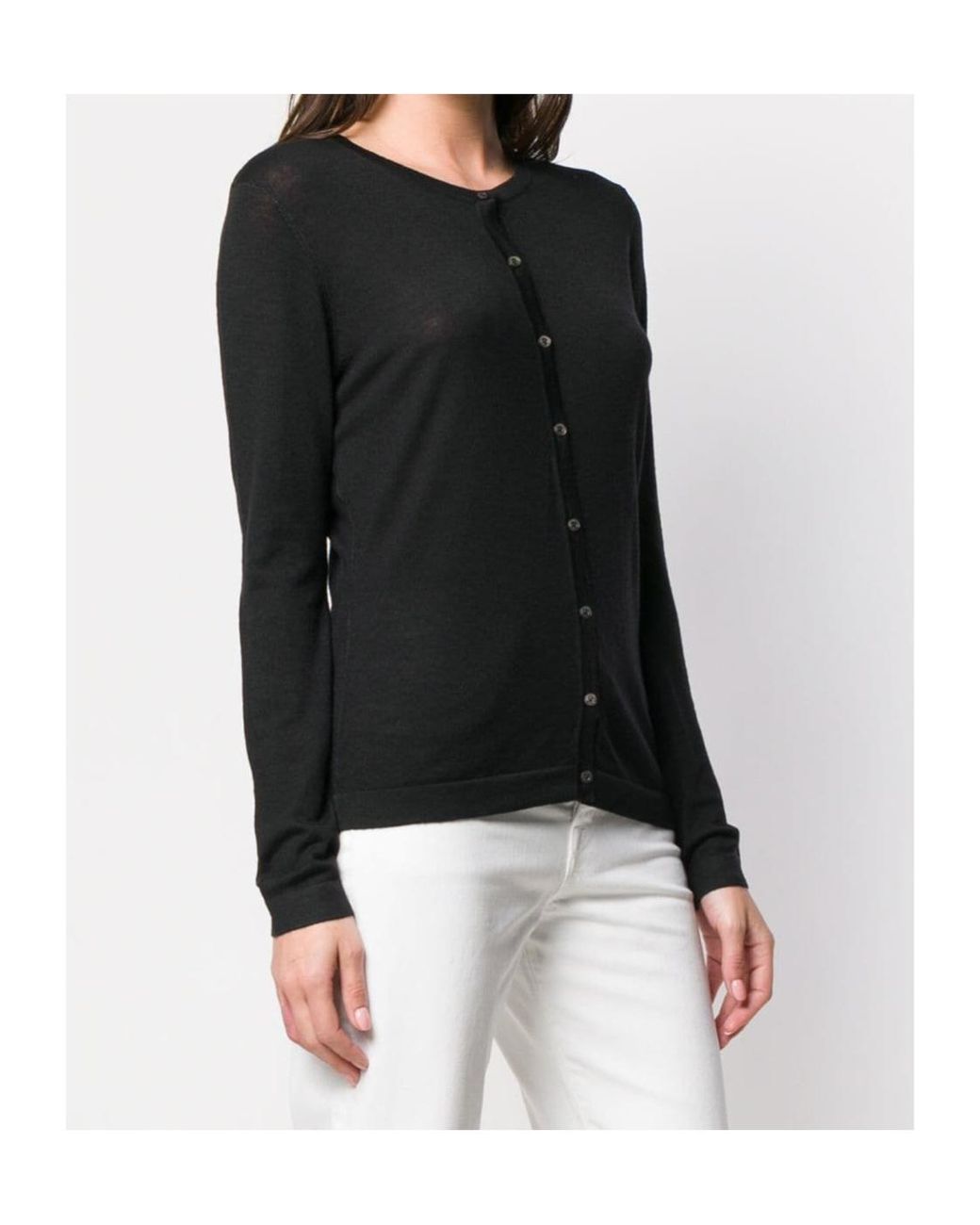 Lela Rose Black Round Neck Cardigan