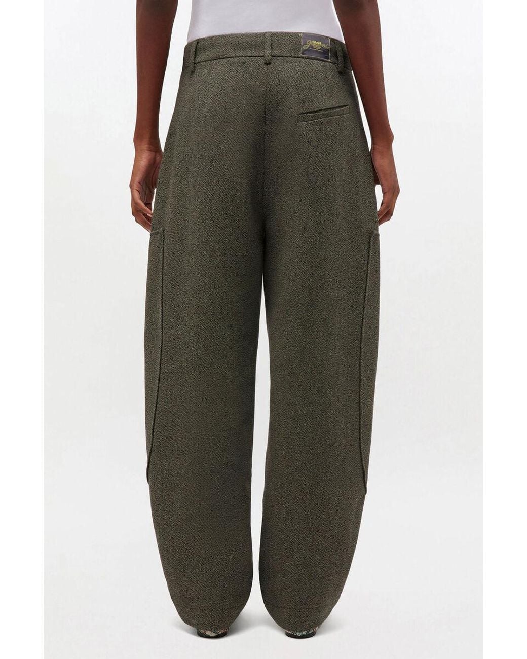 Ganni Green Mouline Curved Trousers