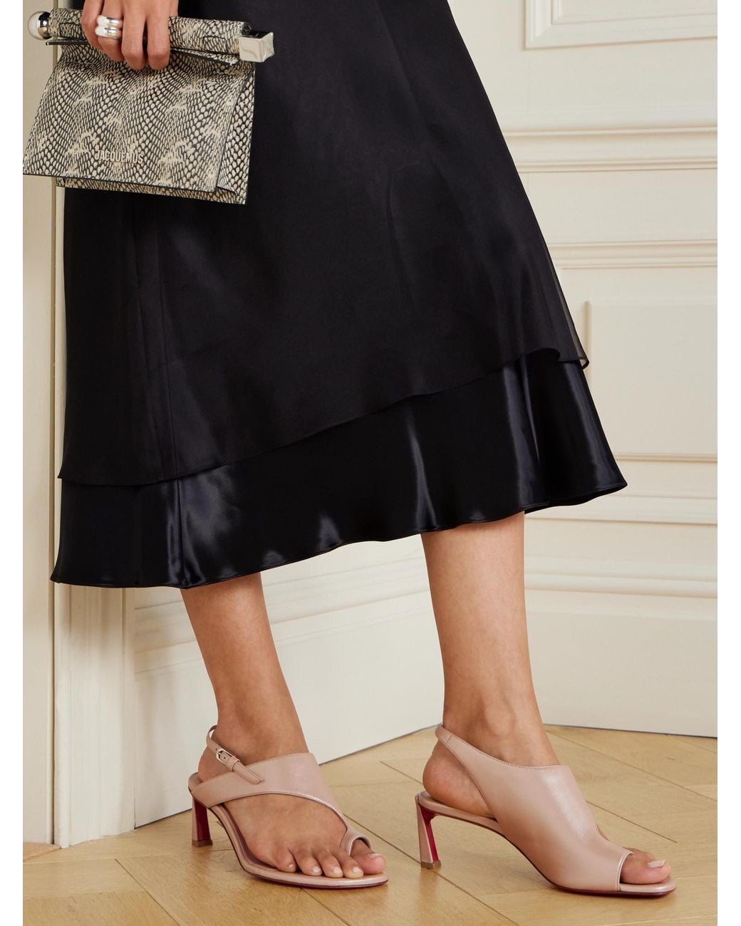 Christian Louboutin Pink Leather Slingback Sandals