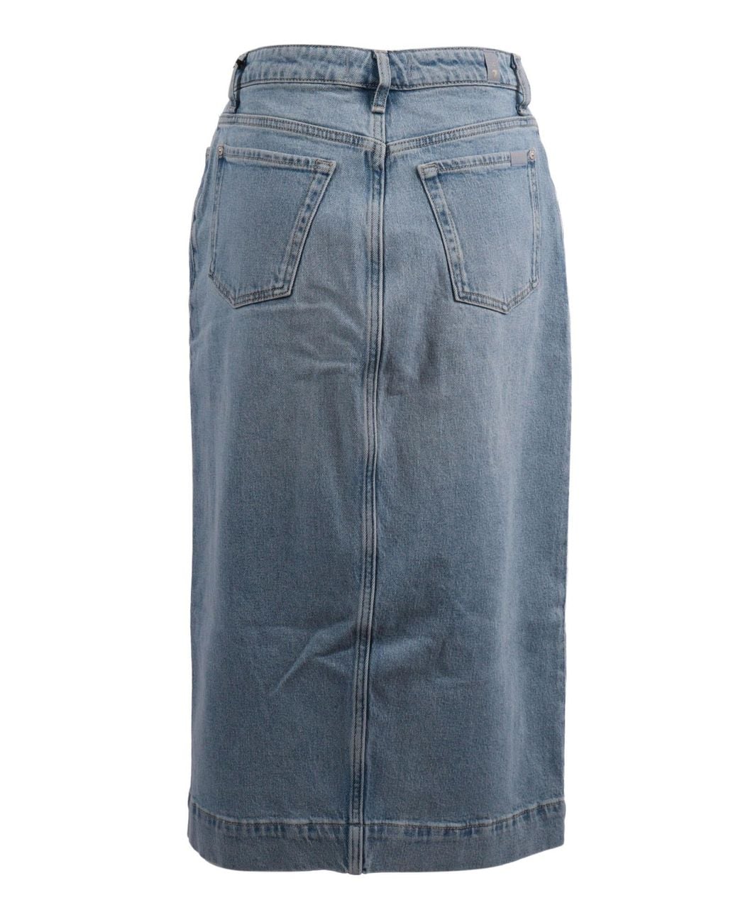 7 For All Mankind Blue Buttoned Midi Skirt