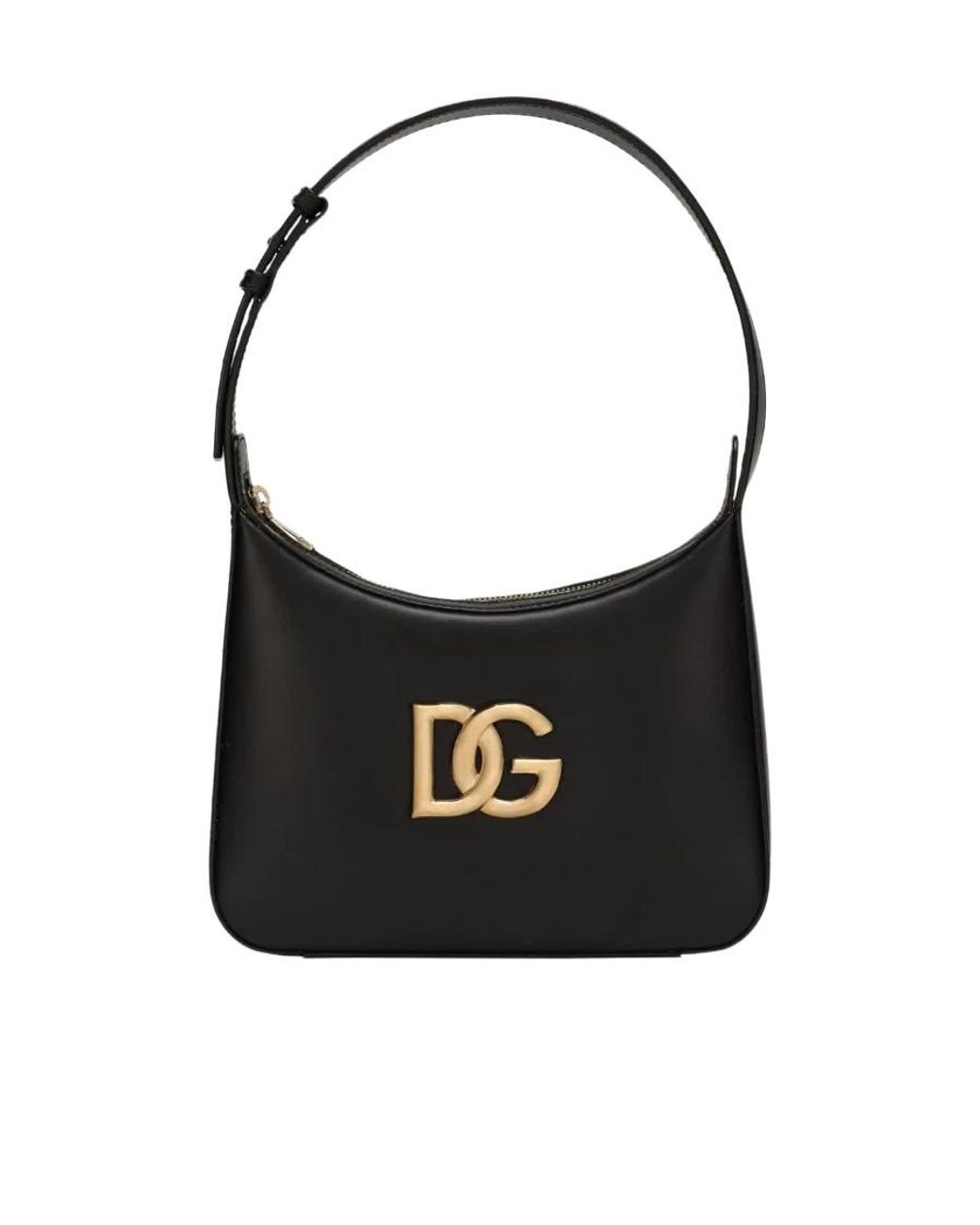 Dolce & Gabbana Black Logo Plaque Shoulder Bag