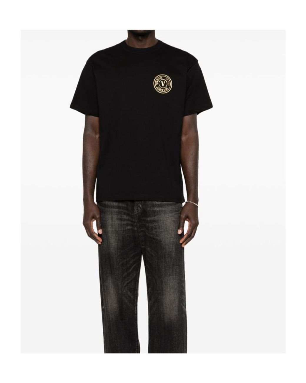 Versace Jeans Black Couture Logo Patch T-Shirt for men