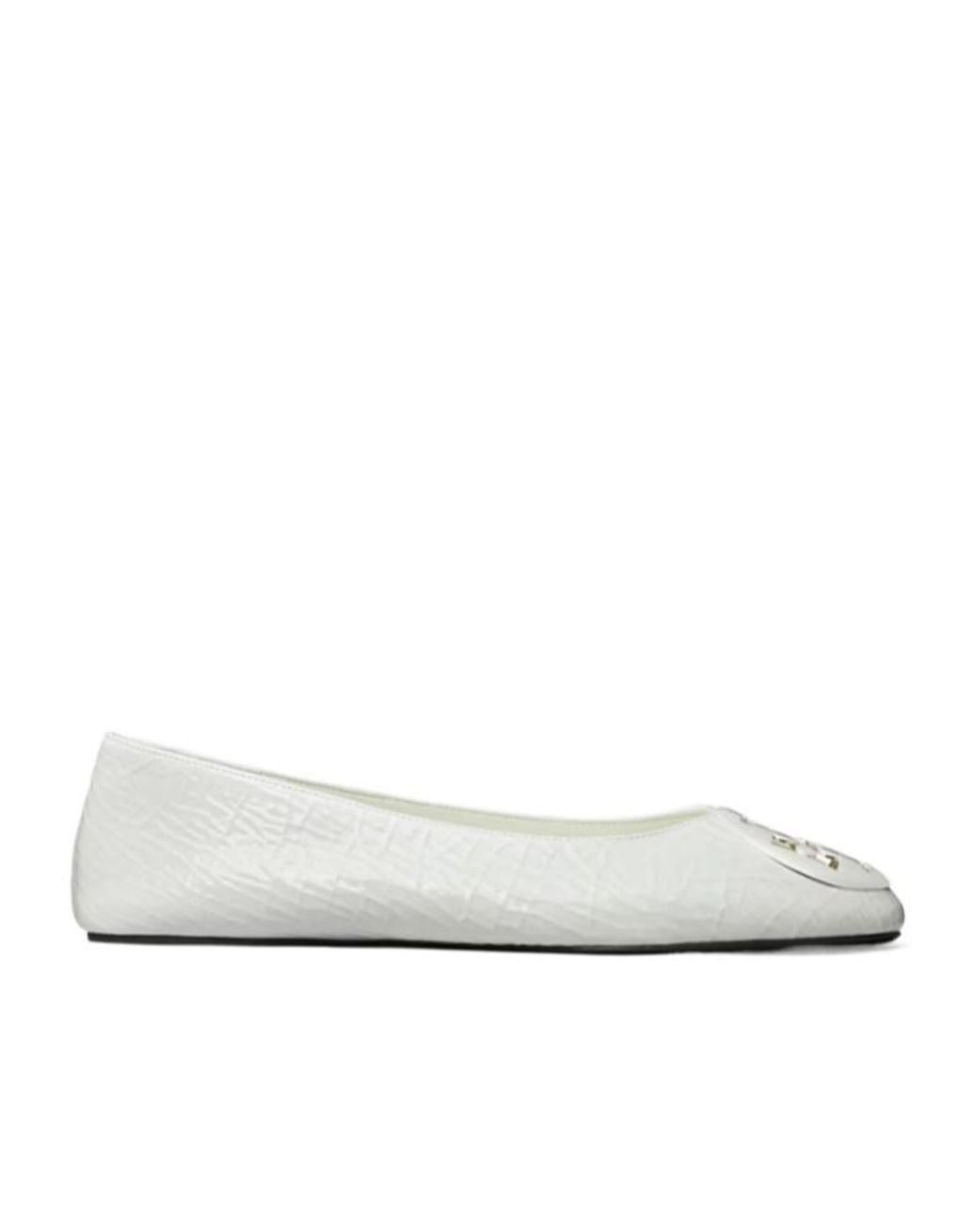 Tory Burch White Reva Logo Ballet Flats