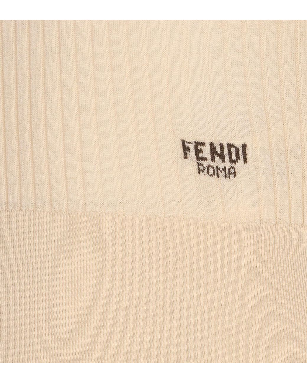 Fendi Natural Logo Intarsia Short-Sleeves Sweater