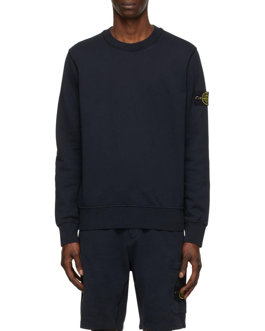 Stone Island Blue Compass Patch Crewneck Sweatshirt for men