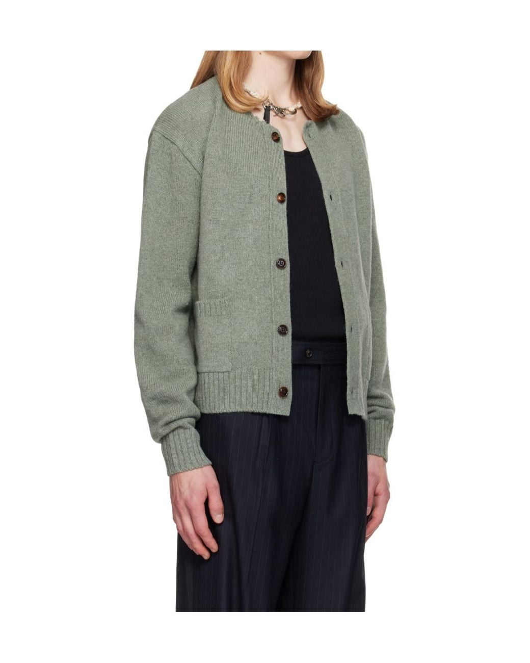 TONYWACK Gray Shetland Wool Raw Cardigan for men