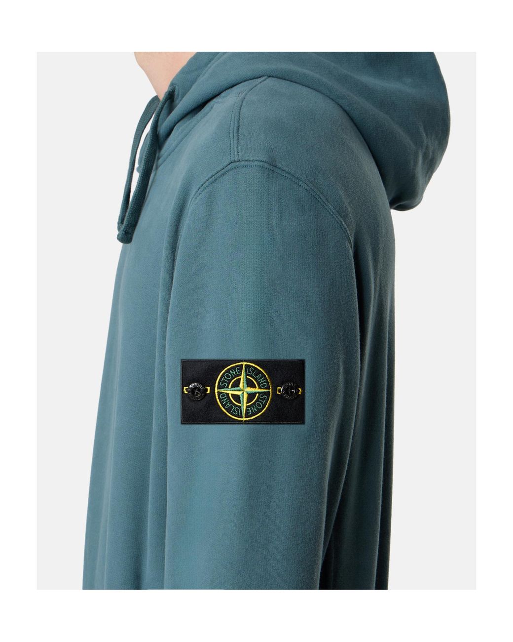 Stone Island Blue Logo Patch Drawstring Hoodie for men