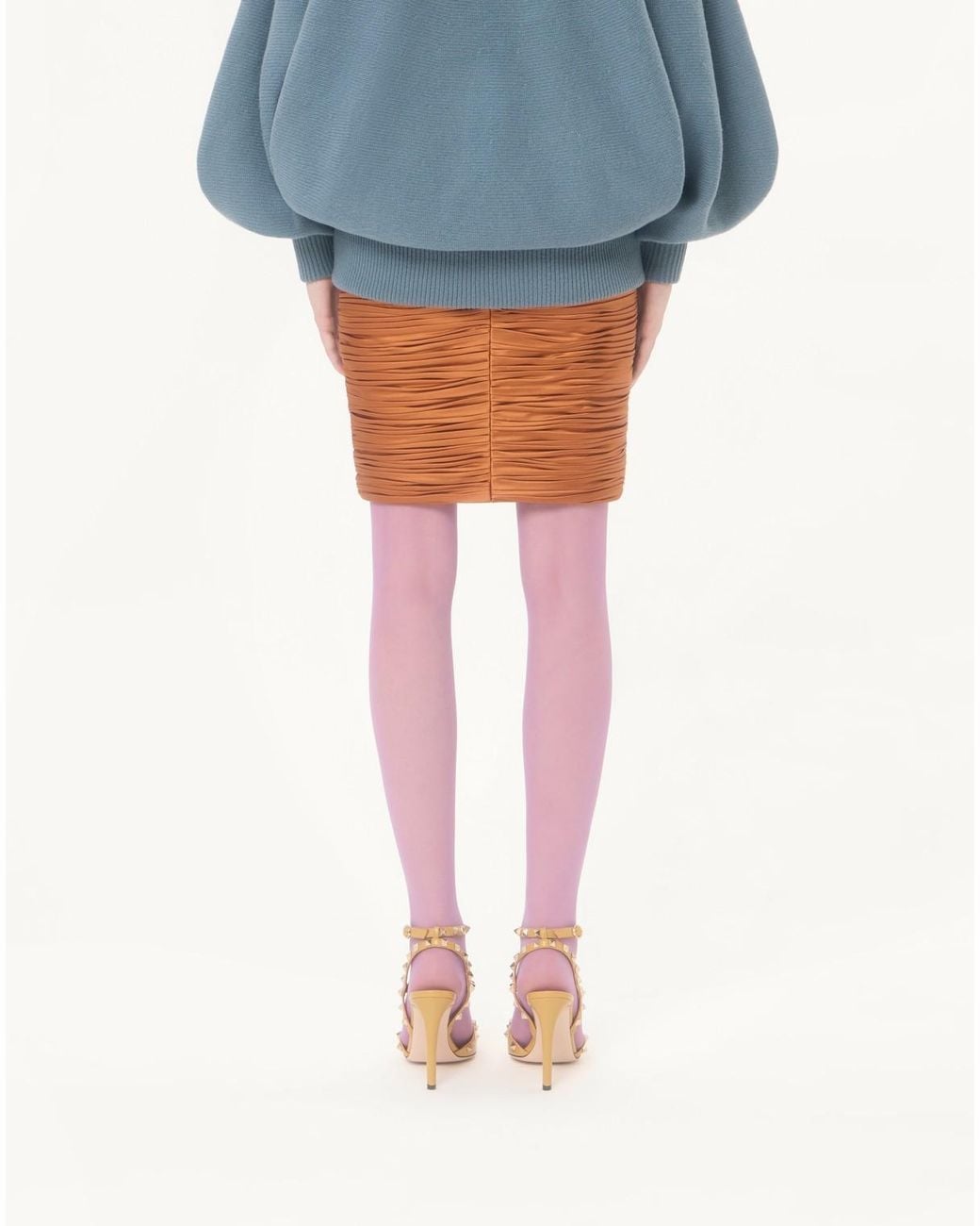 Valentino Orange Pleated Skirt