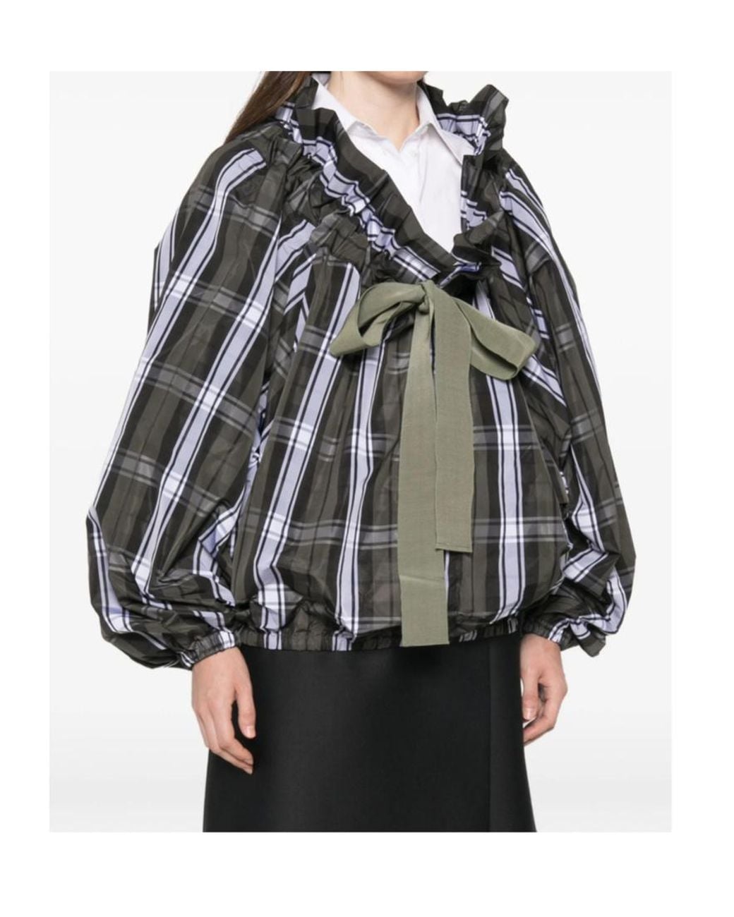 Patou Black Lantern Sleeve Top