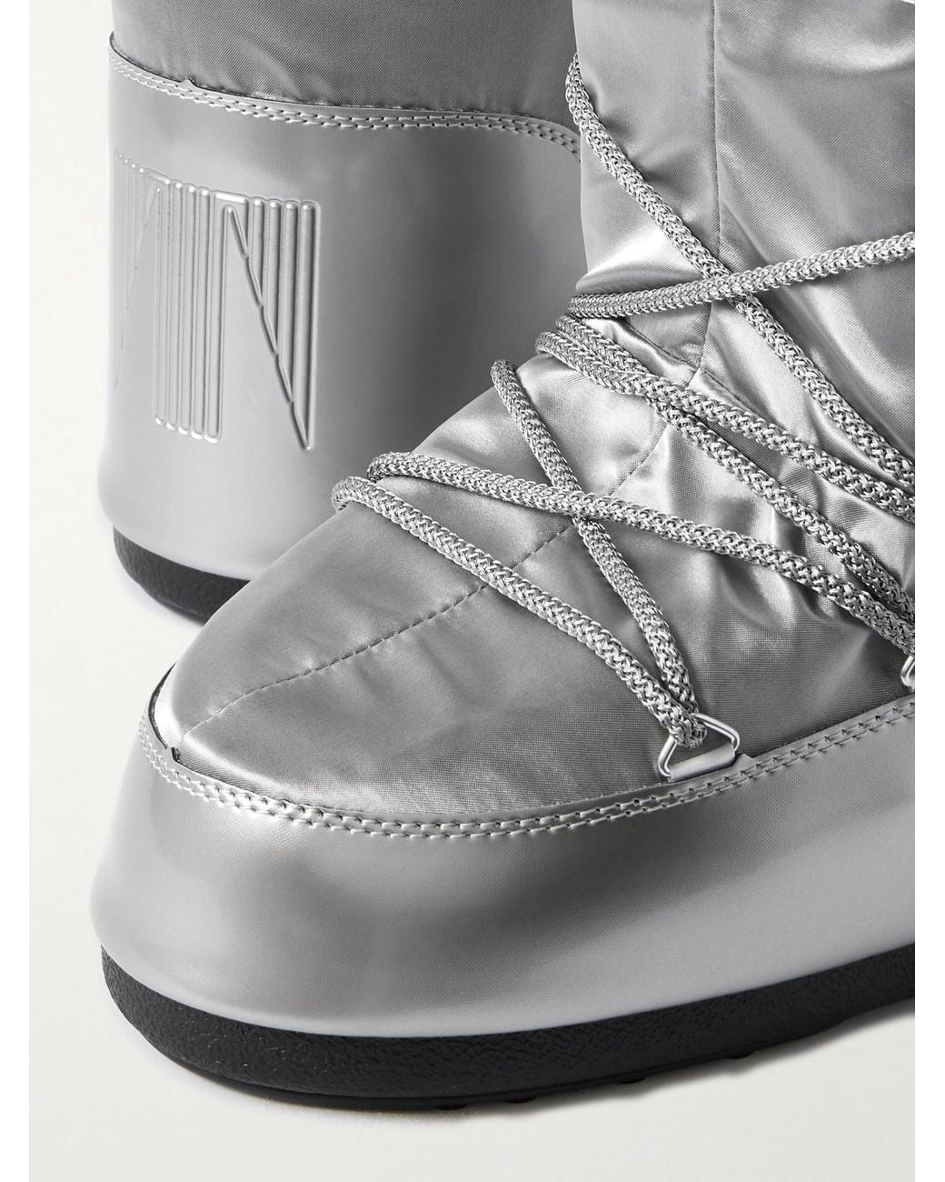 Moon Boot Gray Metallic Shell And Pvc Snow Boots