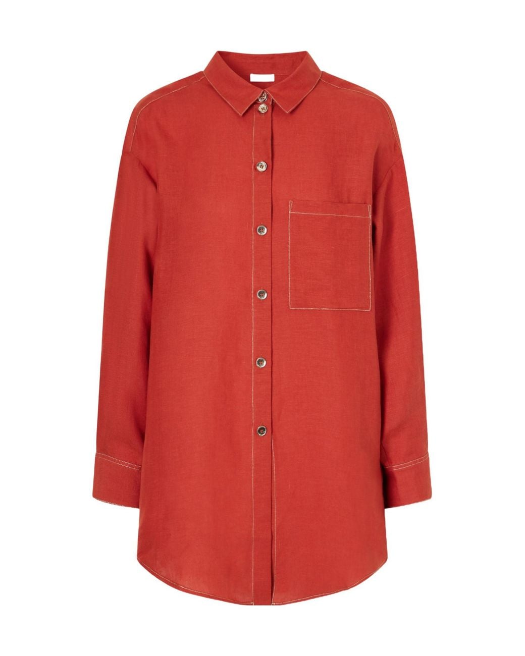 Eres Red Flashing Woven Linen Shirt
