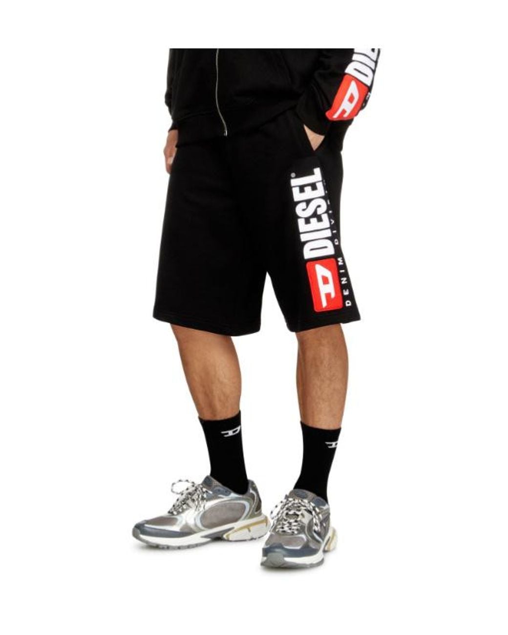DIESEL Black P-Crow-Div Fleece Shorts for men