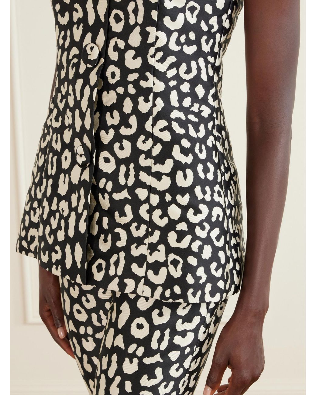 Carolina Herrera Black Leopard-Print Sleeveless Top