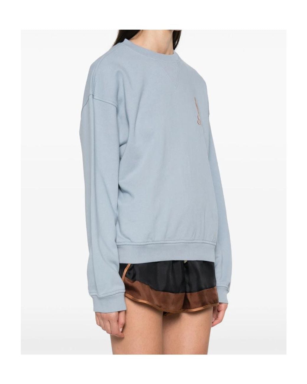 FRAME Blue Embroidered Crew-Neck Sweatshirt