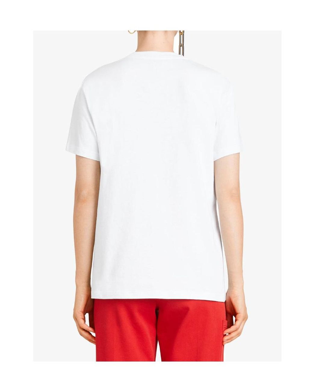 Burberry White Equestrian Knight Logo Embroidered T-Shirt