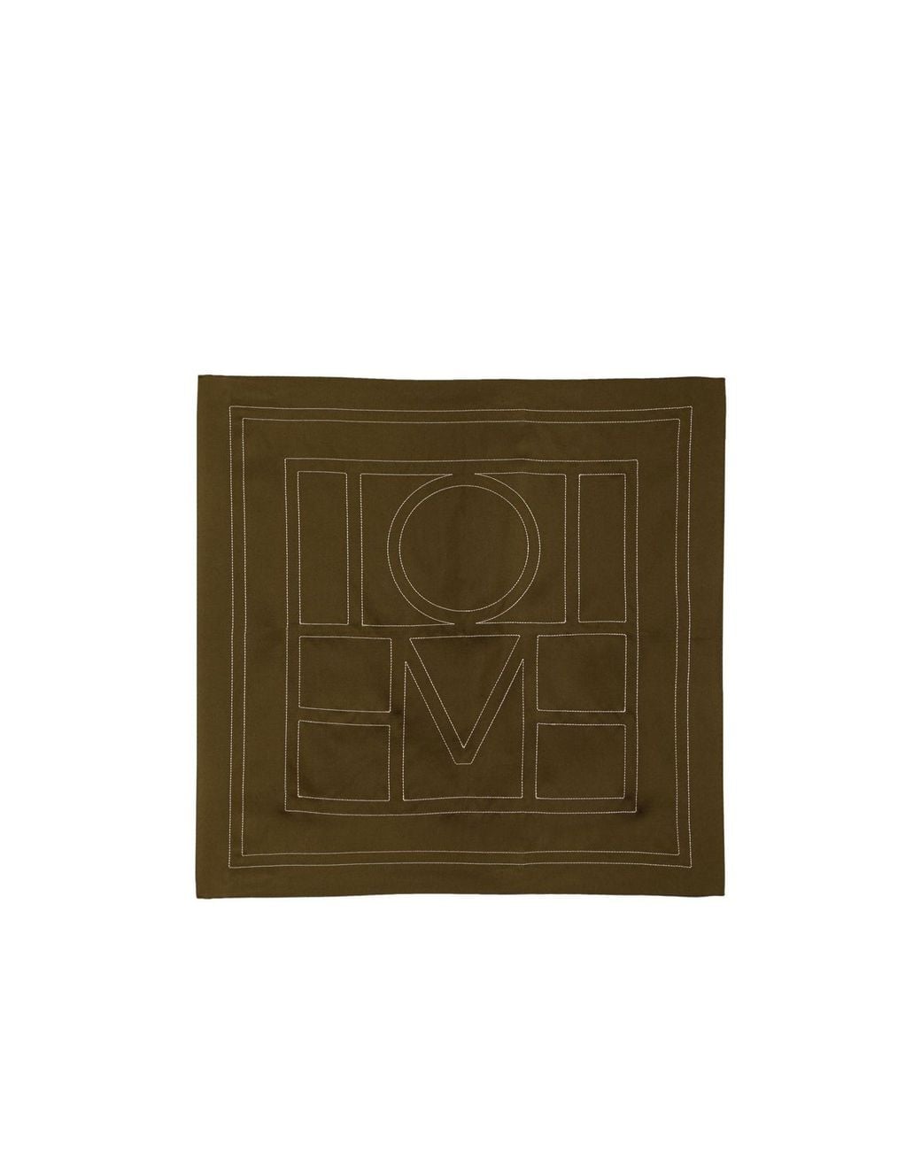 Totême Green Monogram-Embroidered Silk Scarf