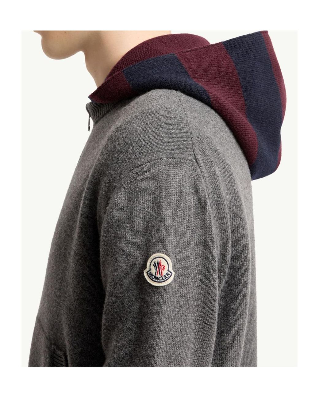 Moncler Gray Hooded Zip-Up Cardigan for men