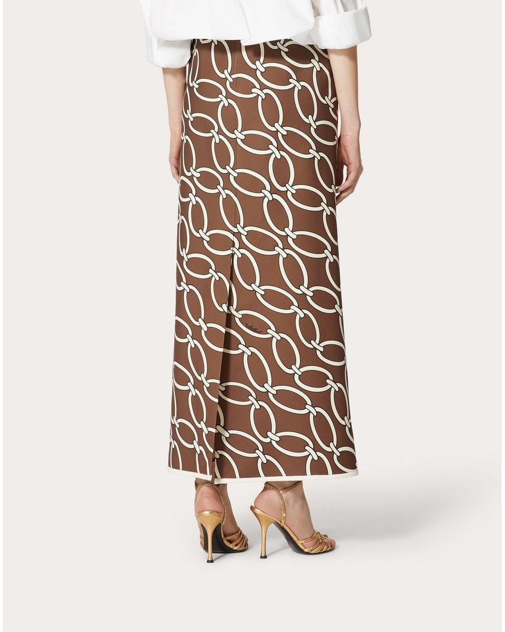 Valentino Natural All-Over Printed High Waist Skirt