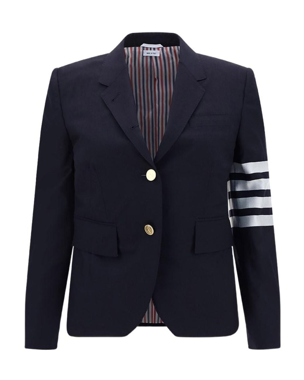 Thom Browne Blue Single-Breasted Stripe Detailed Blazer