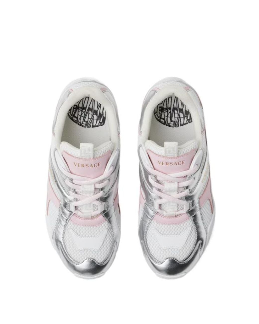 Versace White Mesh Lace-Up Sneakers