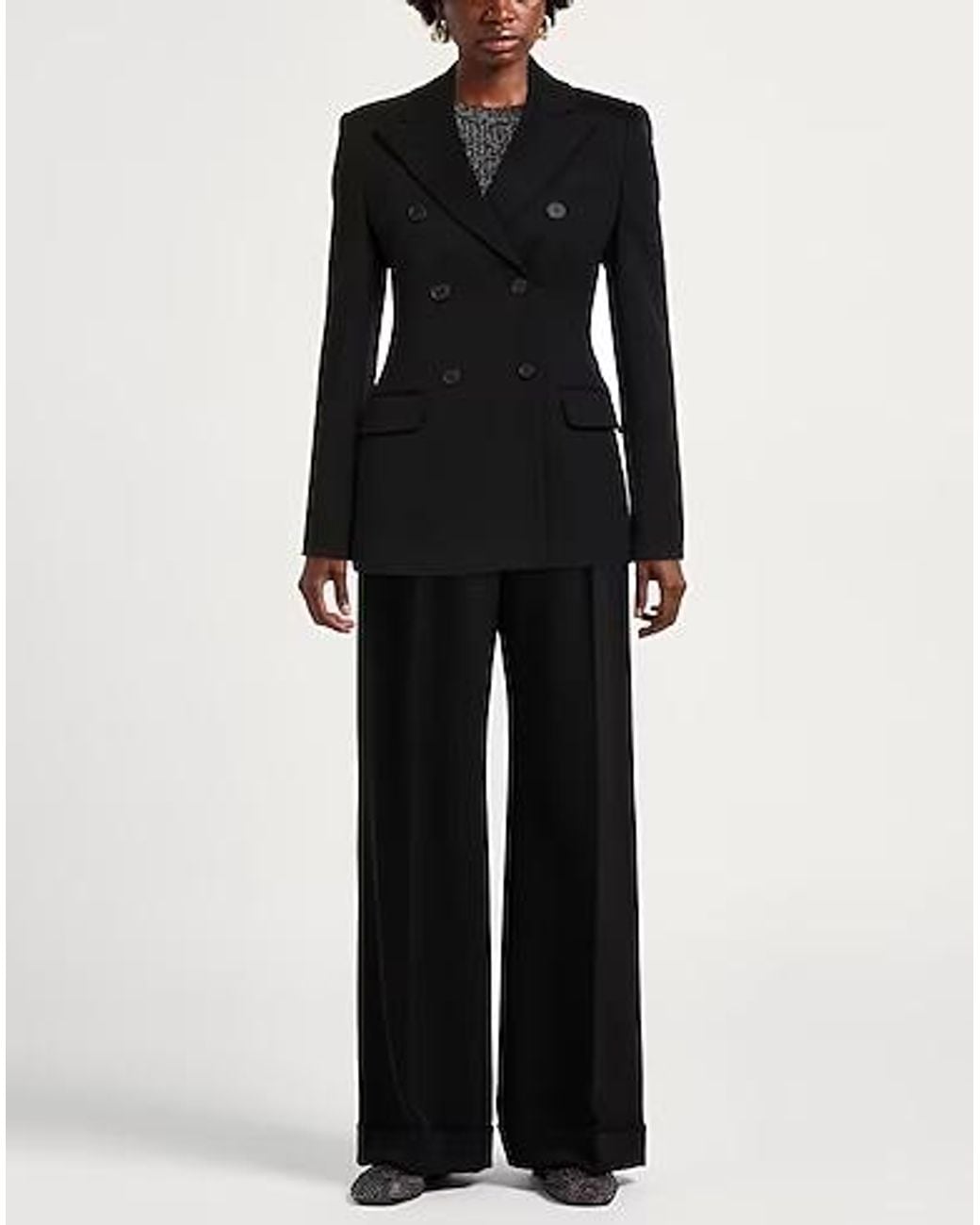Sportmax Black Minimal Double-Breasted Blazer