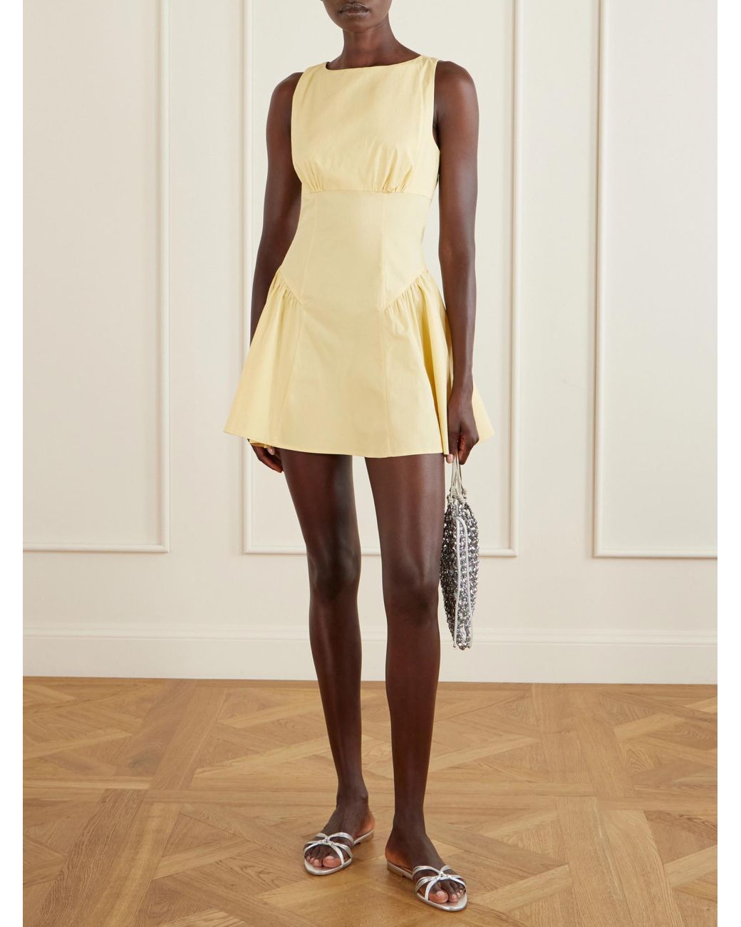 Staud Natural Pale Sleeveless Mini Dress