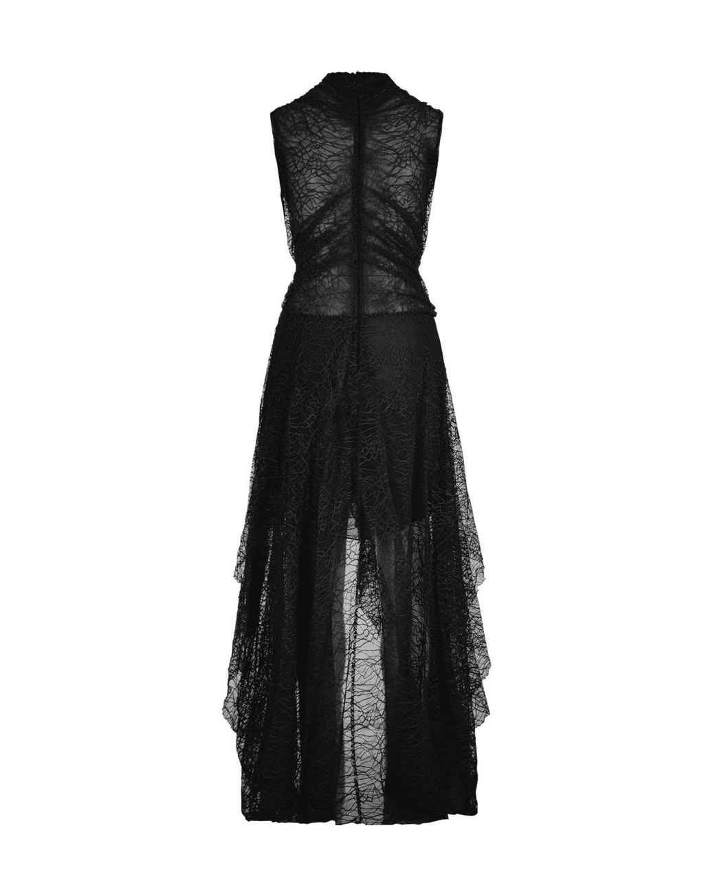 McQueen Black Asymmetric Sleeveless Midi Dress
