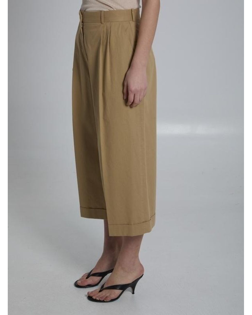 The Row Natural Pleated Culottes Trousers