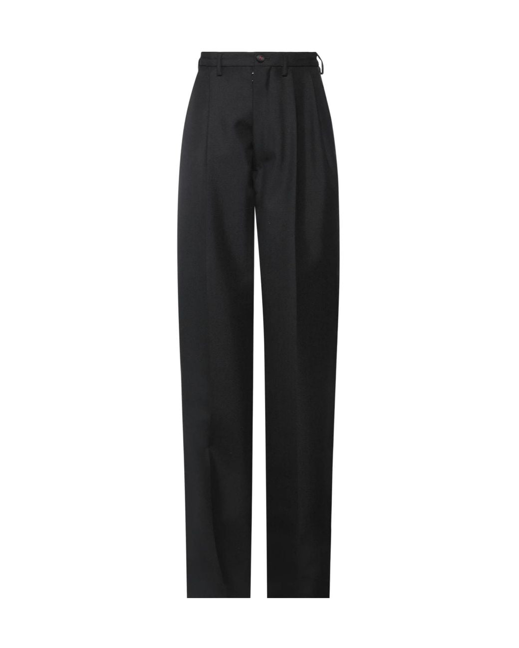 Maison Margiela Black Solid-Colored Satin Trousers