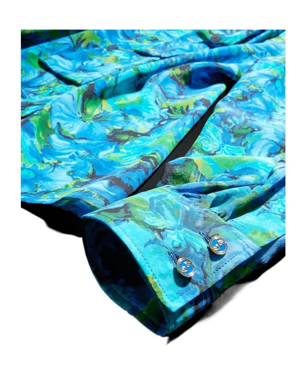 Gucci Blue Printed Silk Crêpe De Chine Shirt