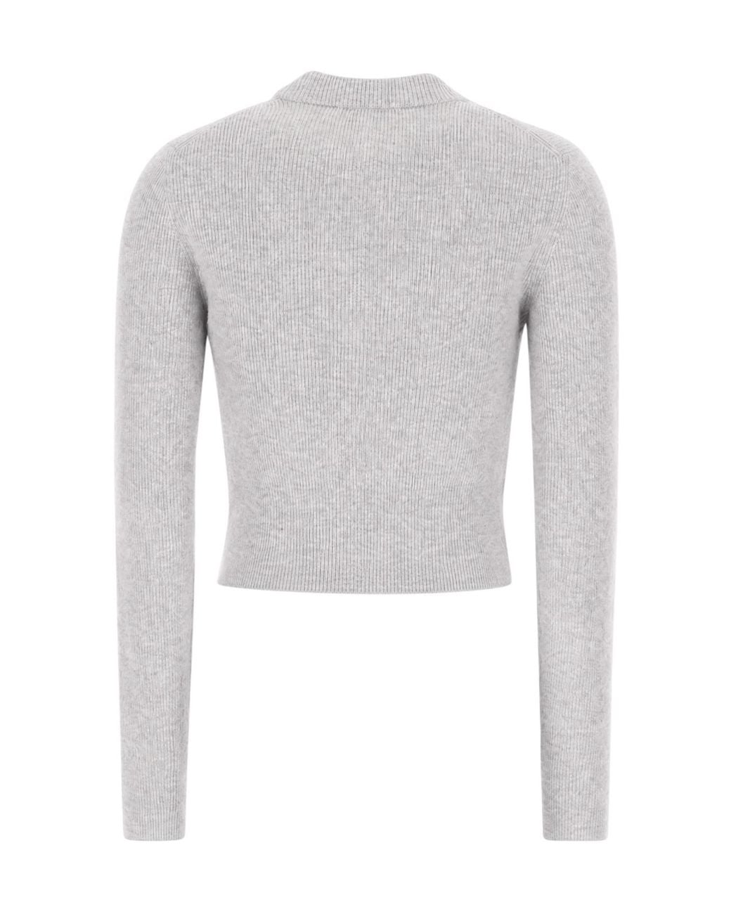 Malo Gray Ribbed-Knit Cropped Sweater