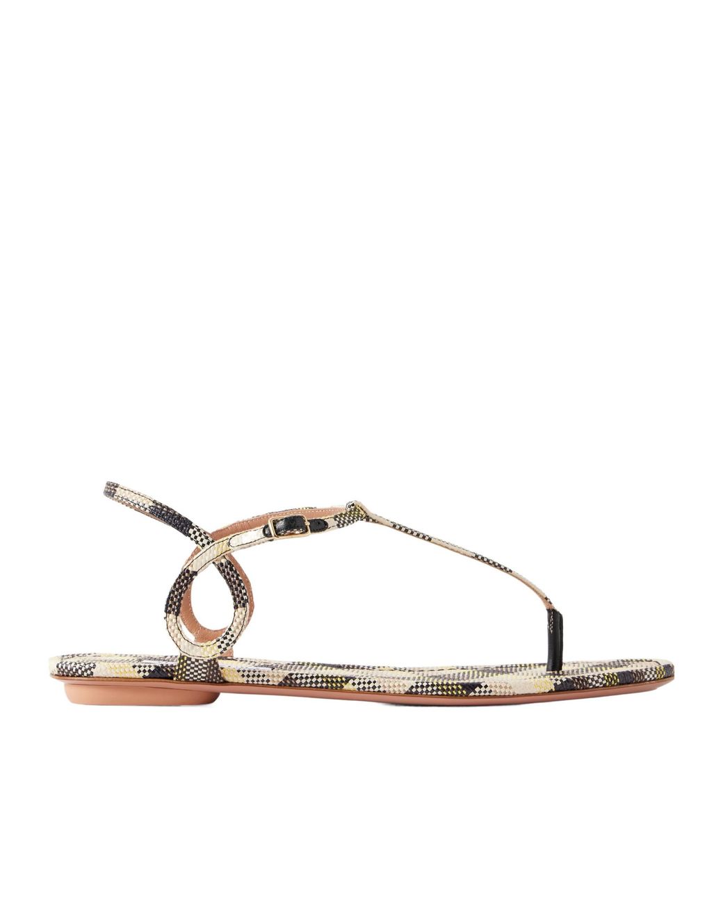 Aquazzura Multicolor Checked Raffia Sandals
