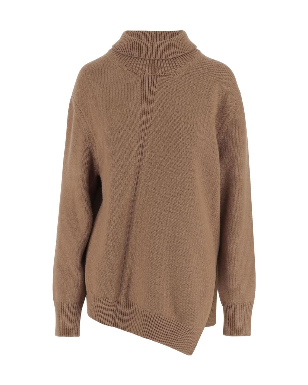 Jil Sander Brown Asymmetrical Hem Jumper