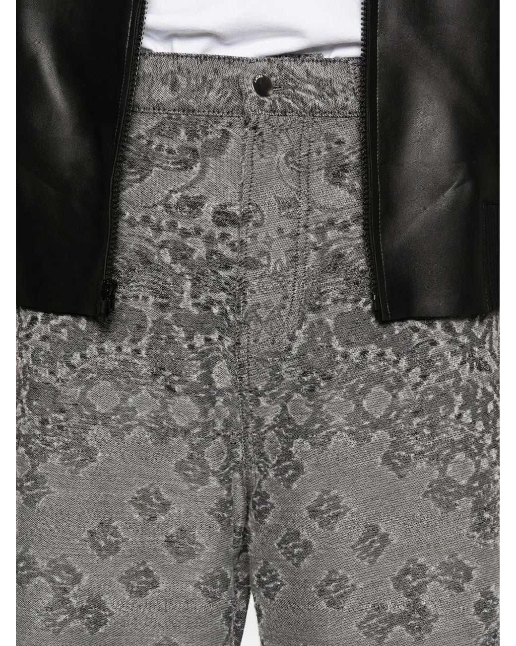 Amiri Gray Paisley Wide-Leg Jeans for men