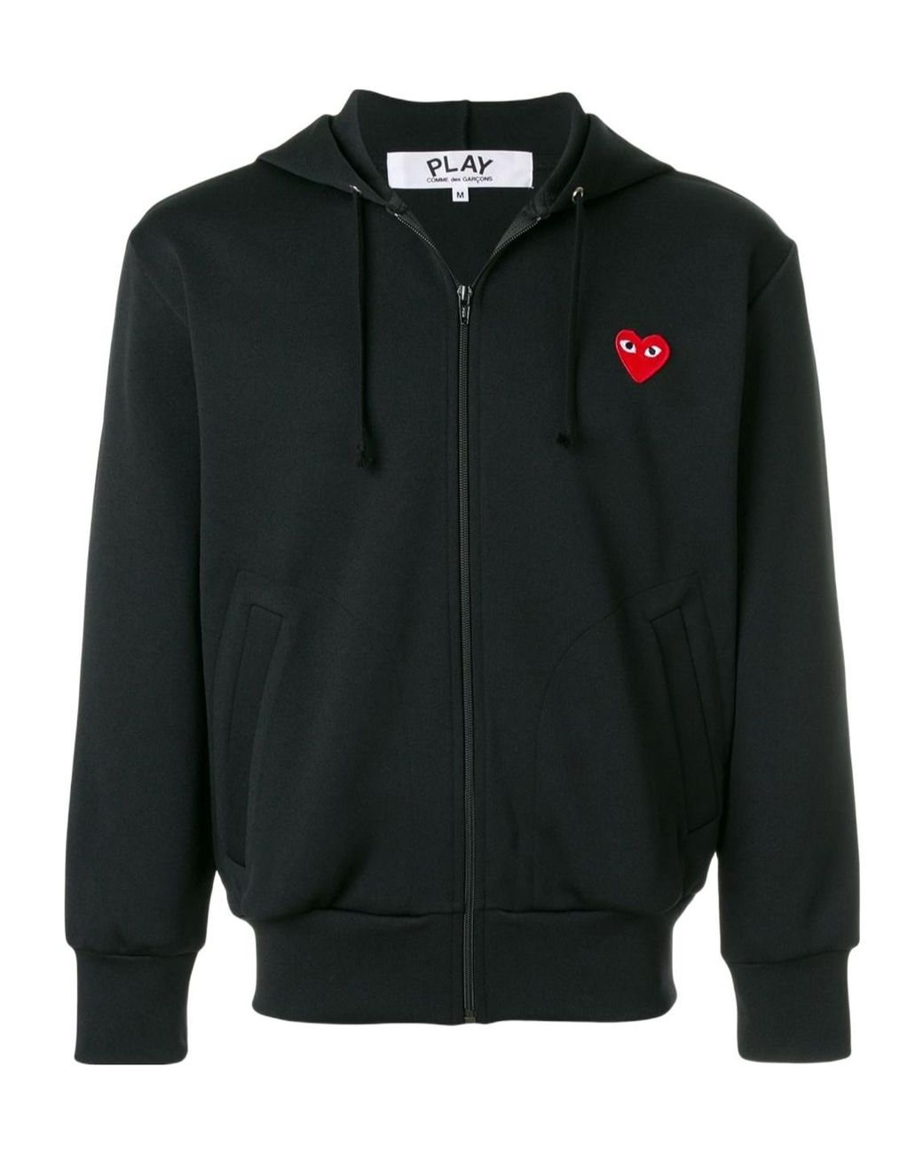 COMME DES GARÇONS PLAY Black Comme Des Garçons Play Logo Patch Zip-Up Hoodie for men