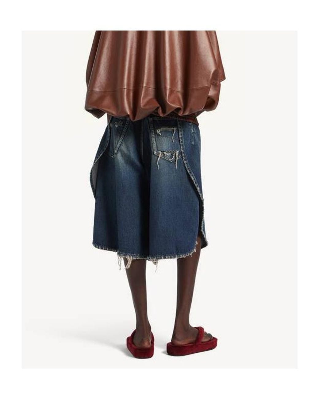 Balenciaga Blue Distressed Tulip Bermuda Shorts