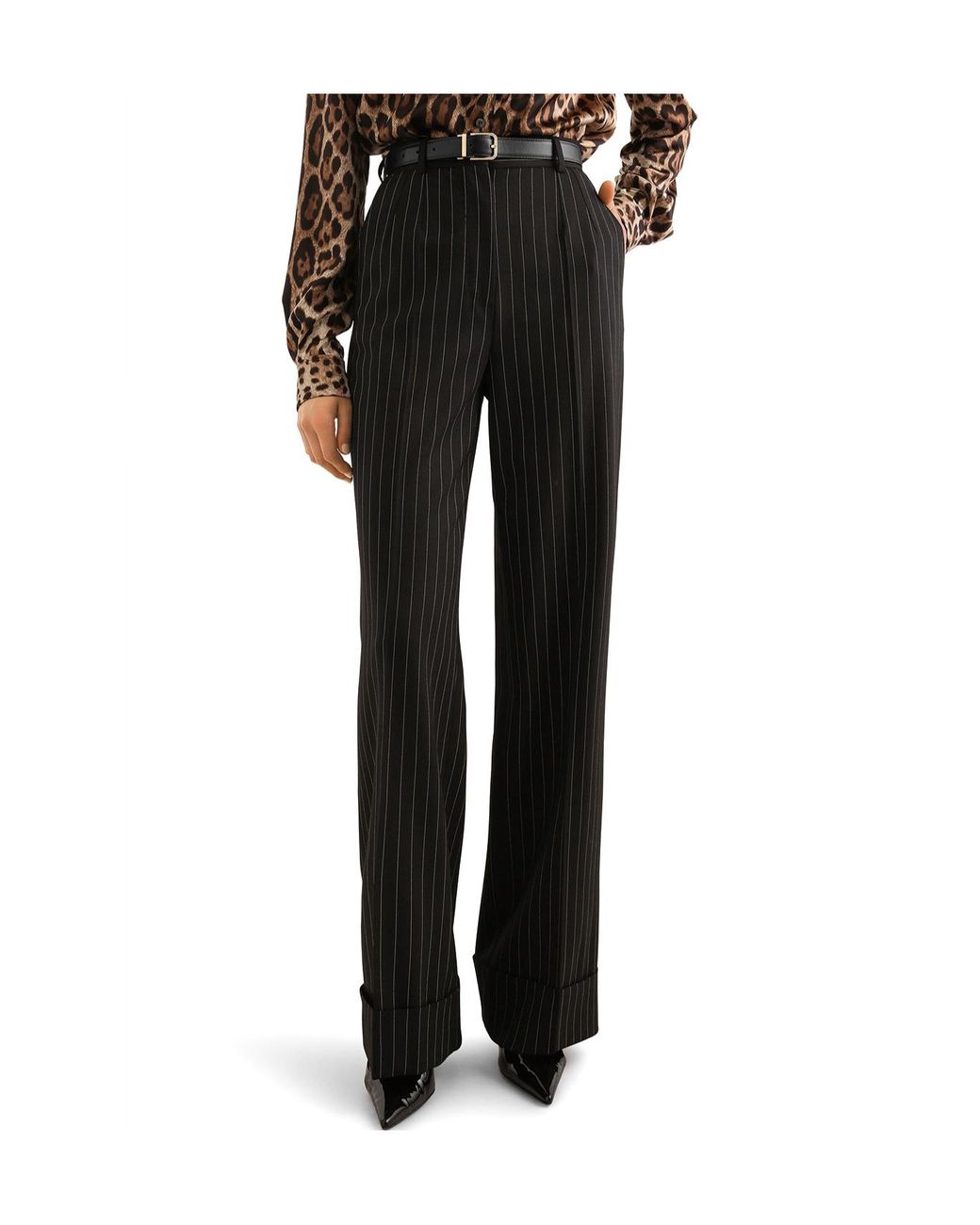 Dolce & Gabbana Black Stretch-Wool Pinstripe Trousers