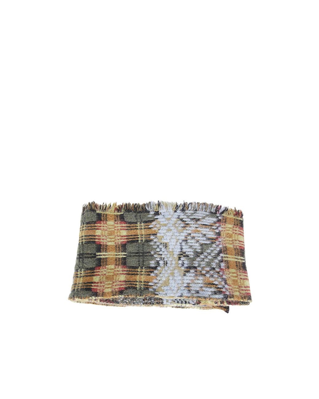 Dries Van Noten White Teepee Plaid Fringe Scarf