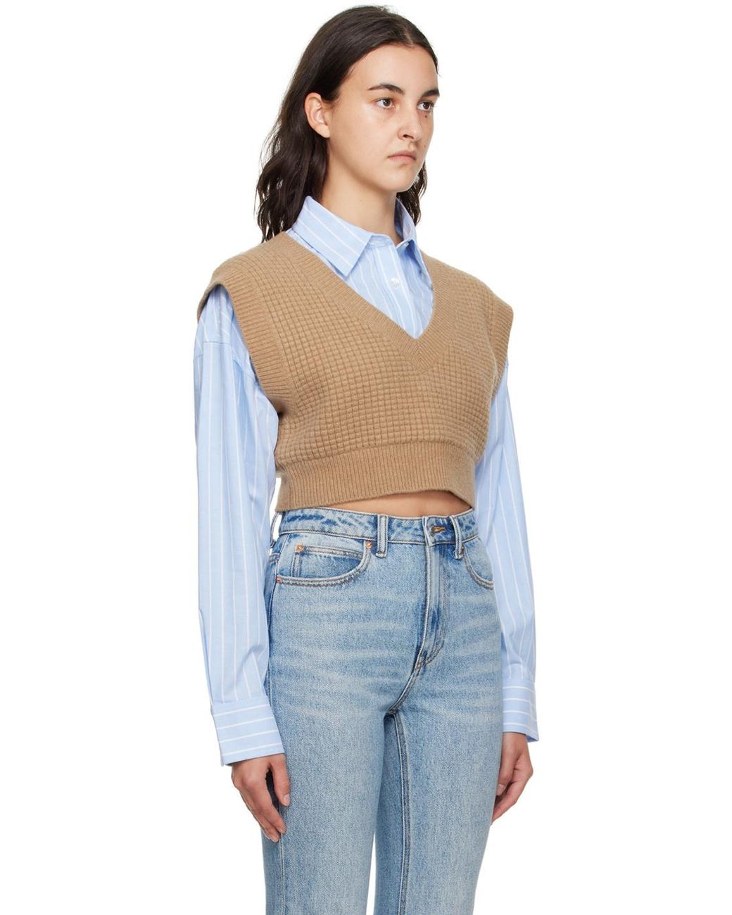Alexander Wang Blue Bi-Layer Waffle Vest