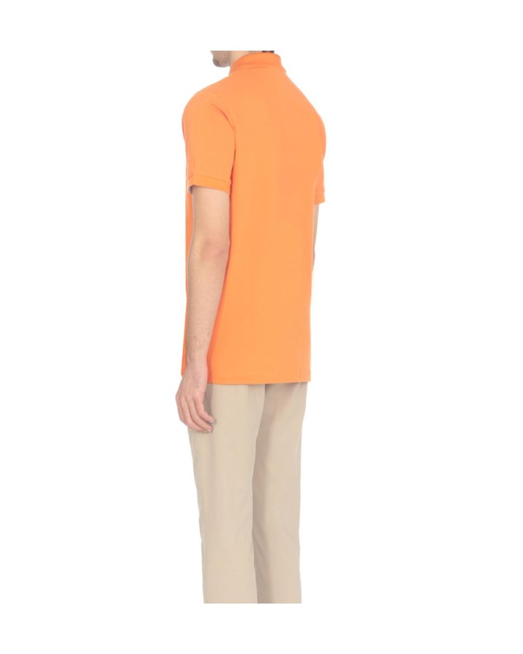 Fay Orange Logo Embroidered Short-Sleeved Polo Shirt for men