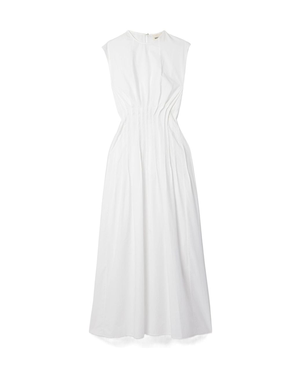 Khaite White The Wes Pintuck-Detail Midi Dress