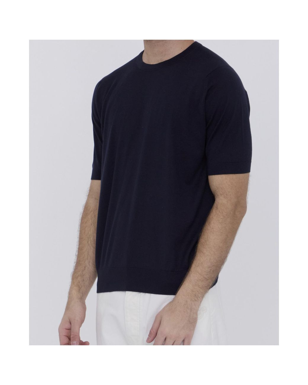 John Smedley Blue Kempton Crew Neck T-Shirt for men