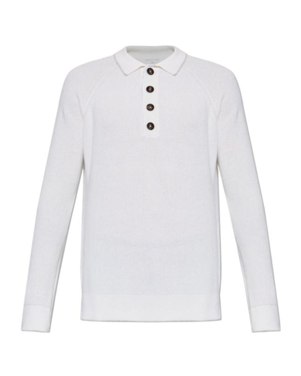 Eleventy White Long Sleeve Knit Polo Shirt for men