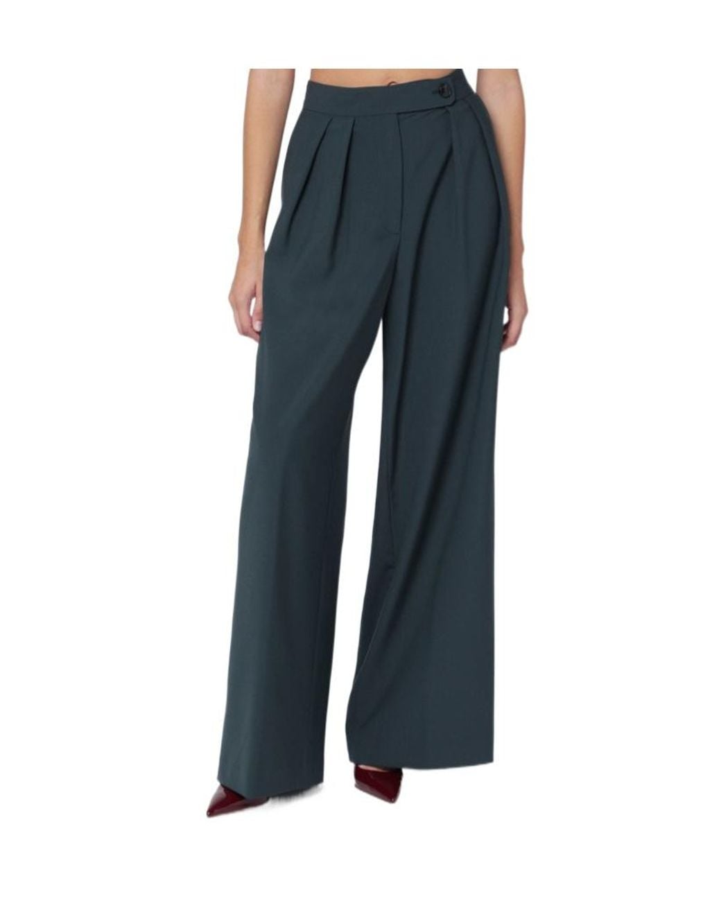Dries Van Noten Blue Pleat Wide-Leg Pants