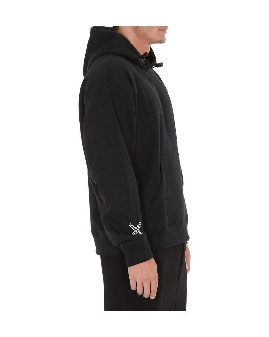 KENZO Black Logo-Print Hoodie for men