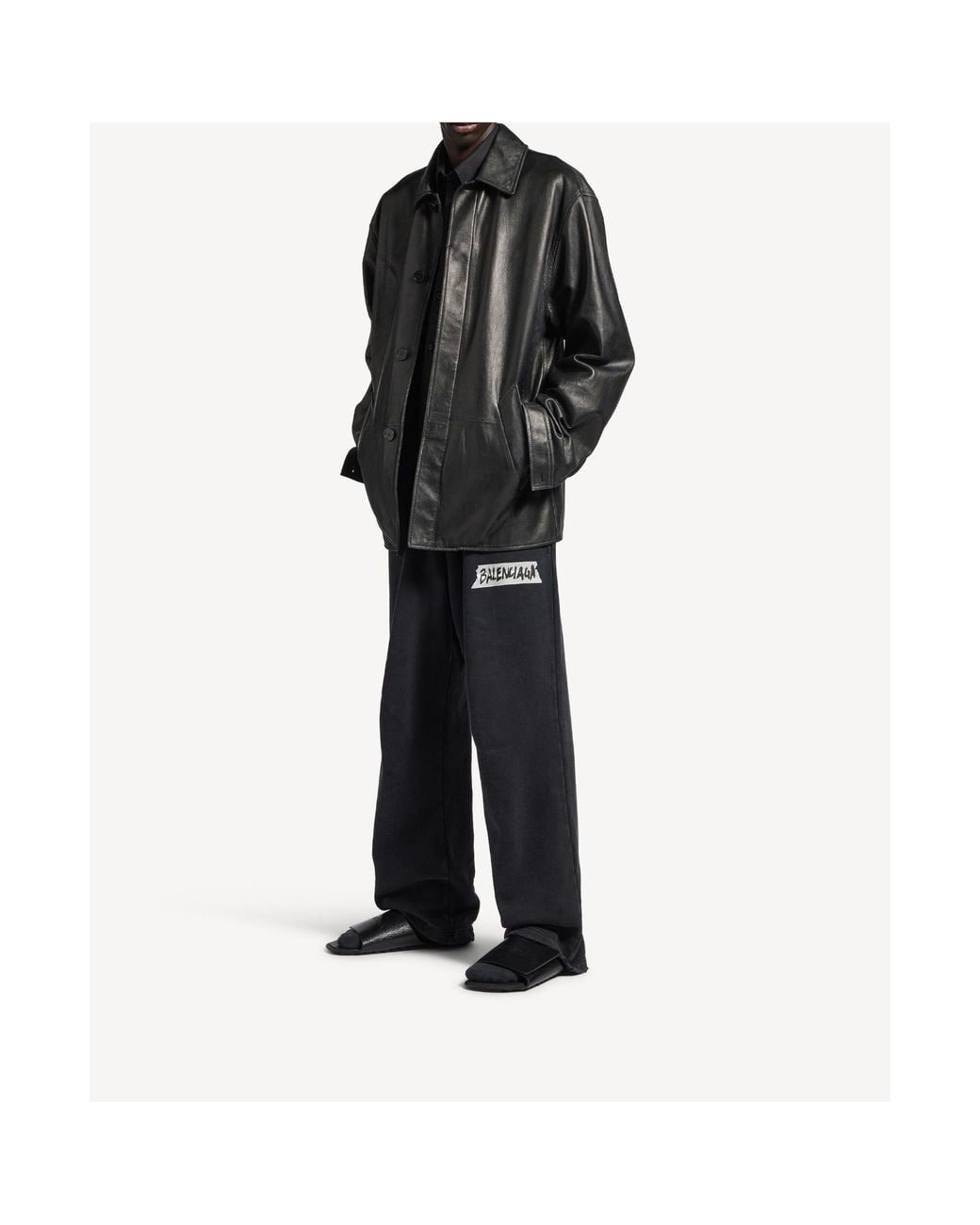 Balenciaga Black Collared Button-Up Jacket for men