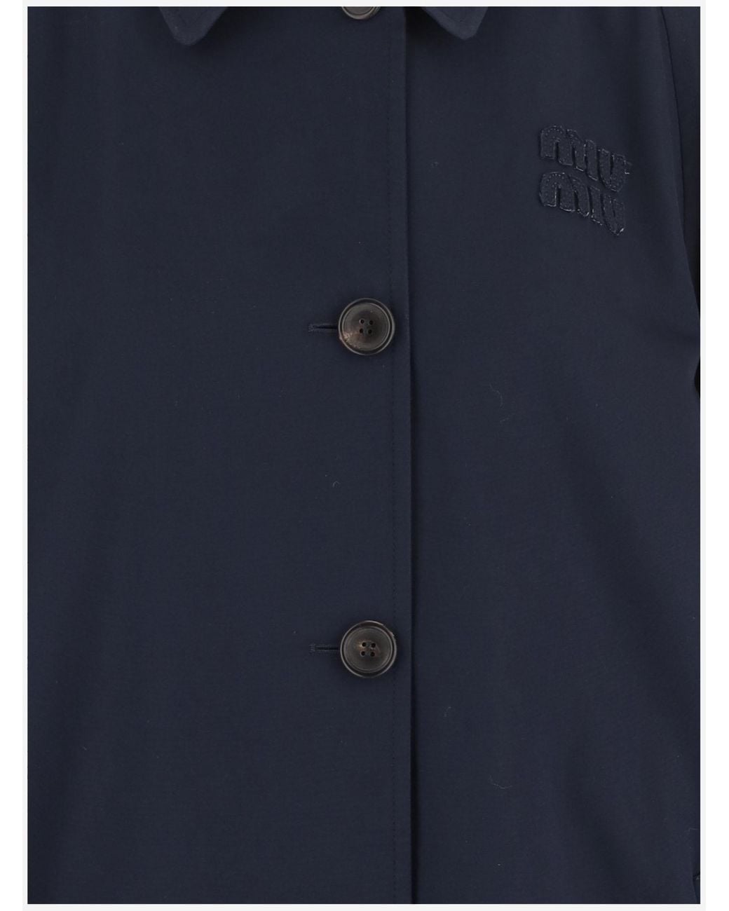 Miu Miu Blue Long-Sleeved Button-Up Coat